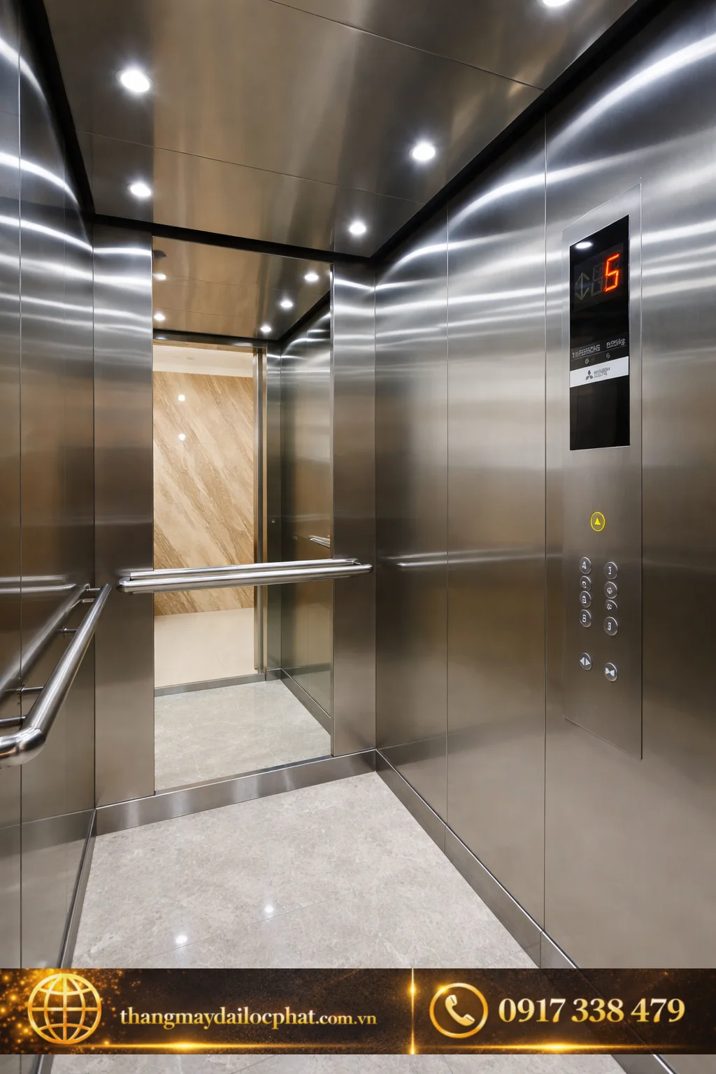 Bên trong cabin thang máy Mitsubishi gia đình an toàn tiện nghi bên trong cabin thang máy Mitsubishi an toàn tiện nghi