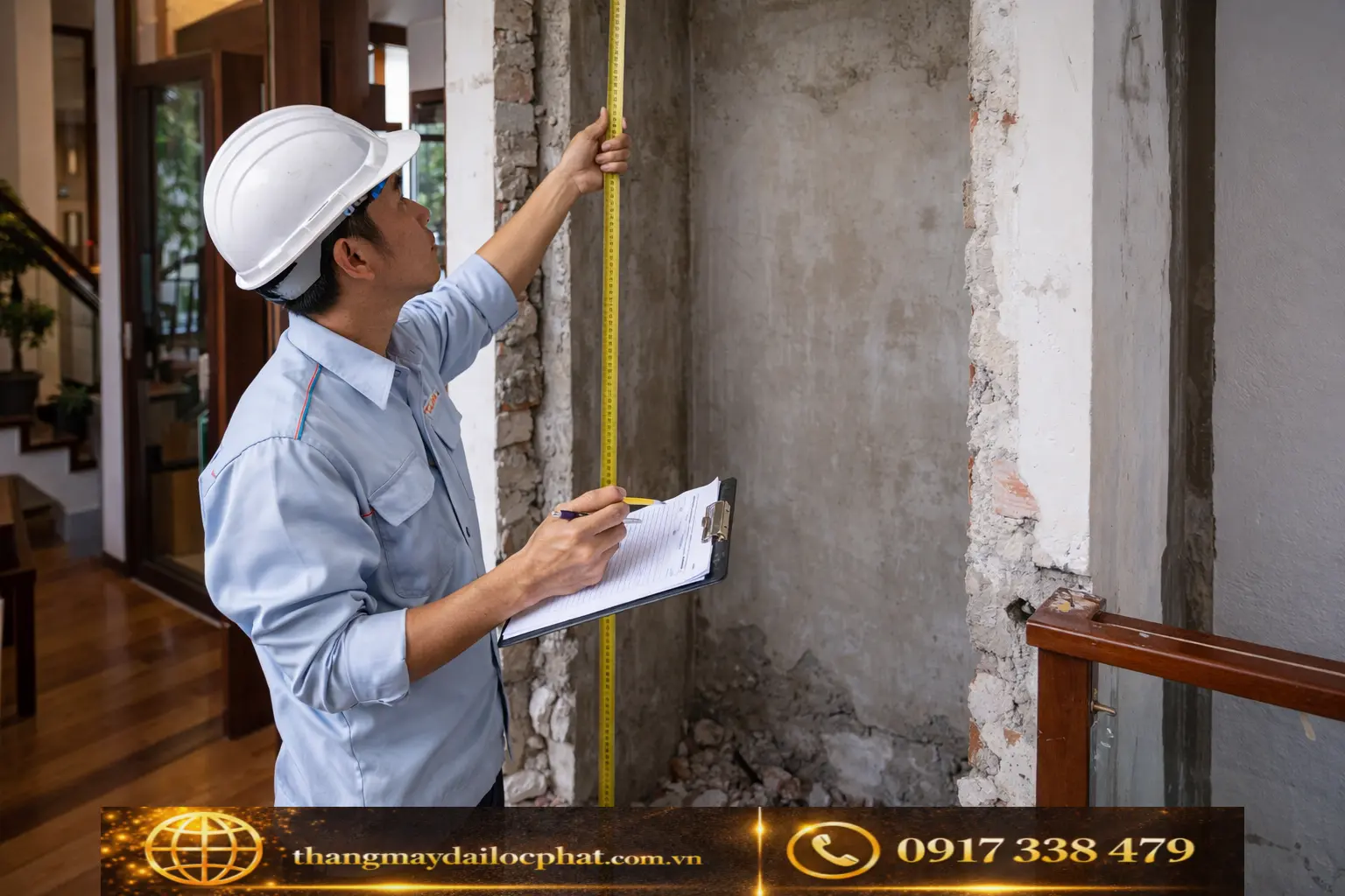 kỹ sư khảo sát lắp thang máy nhà cải tạo kỹ sư Đại Lộc Phát khảo sát vị trí lắp thang máy nhà cải tạo