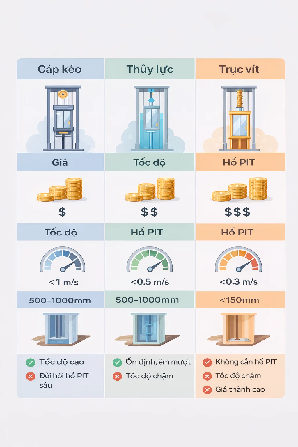 so sánh thang máy cáp kéo thủy lực trục vít so sánh thang máy cáp kéo thủy lực trục vít cho nhà 2 tầng