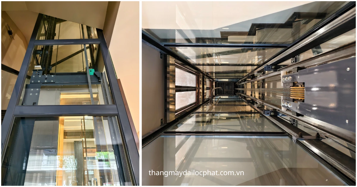 Thang máy homelift cabin kính lắp đặt trong nhà phố tại TP.HCM
