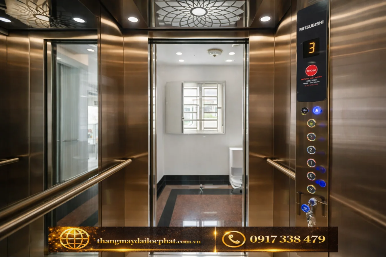 Cabin thang máy Mitsubishi vận hành êm ái không tiếng ồn
