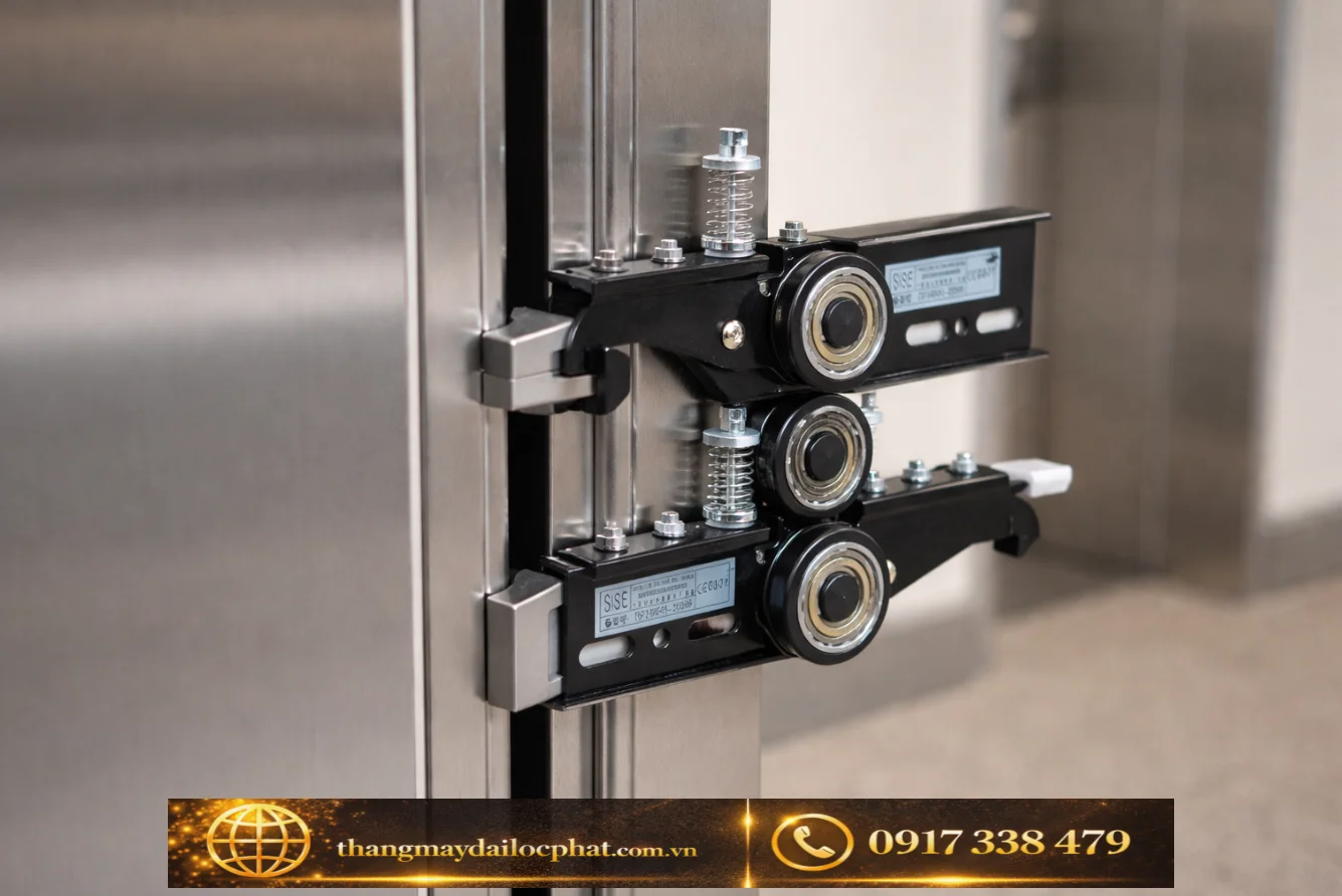 Khóa cửa tầng liên động thang máy Mitsubishi an toàn