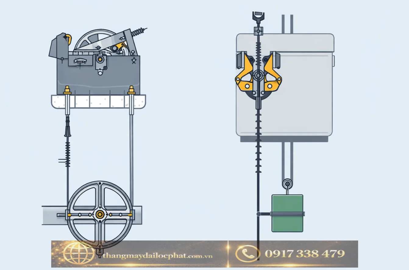 Sơ đồ bộ hạn chế tốc độ Governor thang máy Mitsubishi