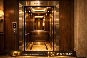 thang máy Mitsubishi khách sạn cabin inox sang trọng tại Việt Nam