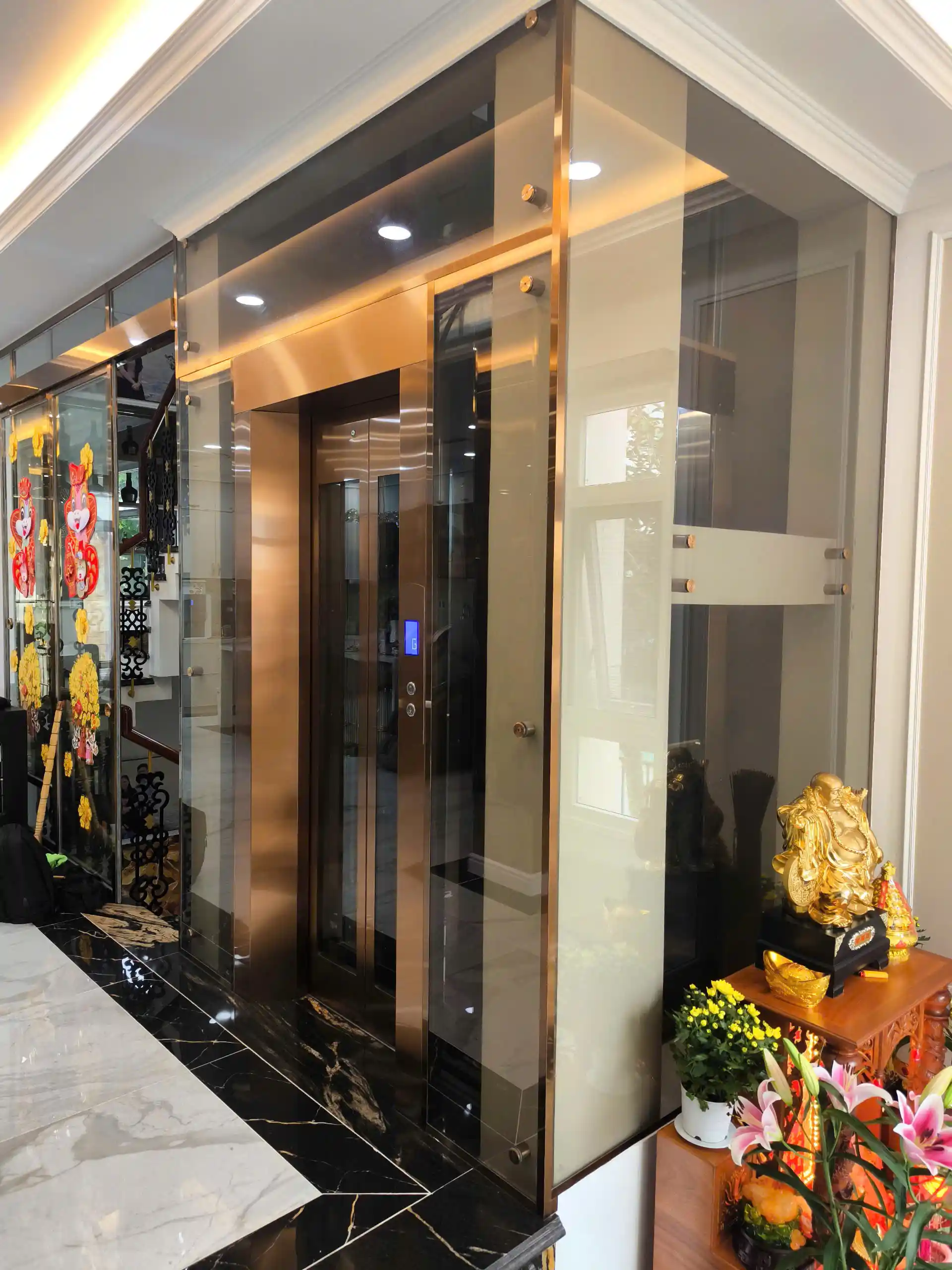 Thang Mitsubishi lồng kính Biên Hòa thang máy mitsubishi lồng kính khung thép nhà phố biên hòa đồng nai