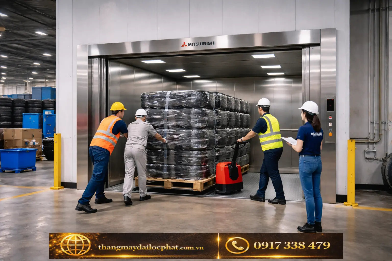 thang máy tải hàng 5000kg kèm người KCN Long Giang Tiền Giang