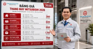 báo giá thang máy Mitsubishi 2026 theo công trình